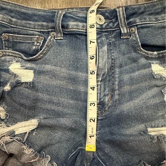 American Eagle Denim Jean Shorts Women's Next Level Stretch Hi Rise Shorty Sz 6 - Picture 10 of 14